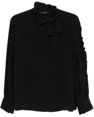 Seventy Ruffle-Trim Pussy-Bow Blouse - Black