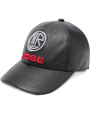 Martine Rose Logo-Embroidered Leather Cap - Grigio