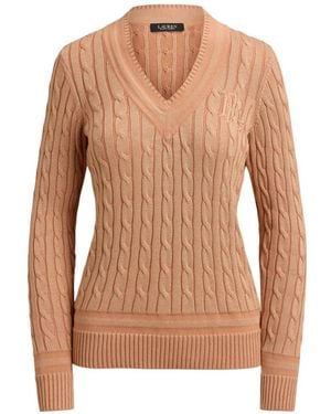 Ralph Lauren Cable-Knit Monogram-Embroidered Jumper - Pink