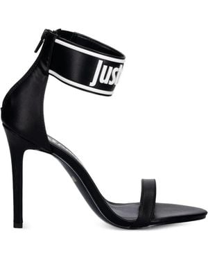 Just Cavalli Sandalias Con Tacón Stiletto Y Tira Del Logo - Negro