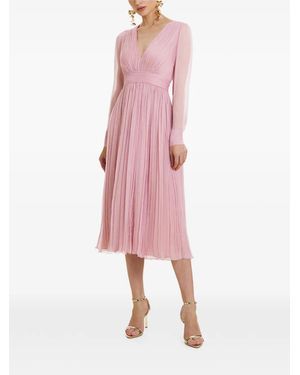 Framboise Vasquez Long-Sleeve Silk Midi Dress - Pink