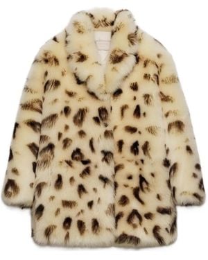 Prada Shearling-Mantel mit Leoparden-Print - Natur