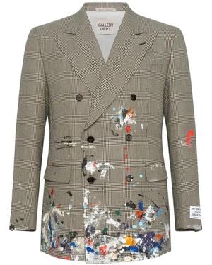 GALLERY DEPT. Houndstooth Double-Breasted Coat - Grey