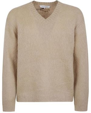 Maison Kitsuné V-Neck Wool Jumper - Natural