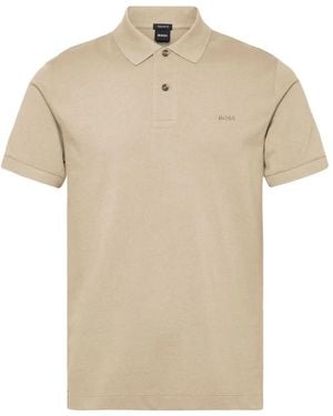 BOSS Pallas Logo-Embroidered Cotton-Piqué Polo Shirt - Natural