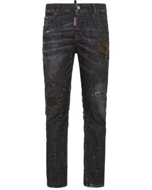 DSquared² Cool Girl Distressed Slim-Fit Jeans - Gray