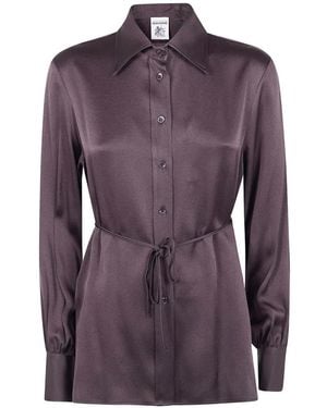 Semicouture Tie-Waist Long-Sleeve Shirt - Purple