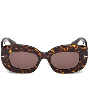 Tom Ford Lunettes De Soleil À Monture Géométrique Et Détail T - Marron