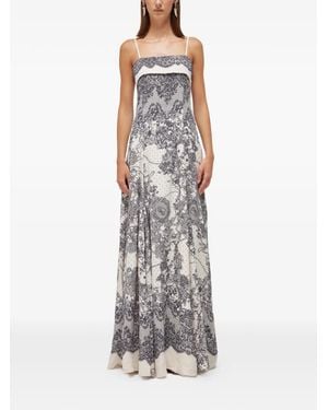 Blugirl Blumarine Lace-Print Spaghetti-Strap Dress - White