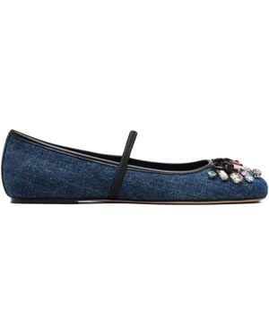 Marc Jacobs Ballerine The Gem Denim Con Decorazione - Blu