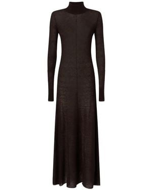 Pinko High-Neck Long-Sleeve Maxi Dress - Black