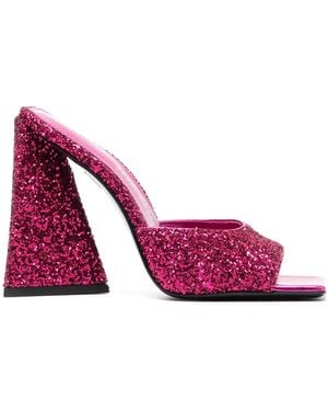 The Attico Devon 115Mm Glitter Mules - Pink