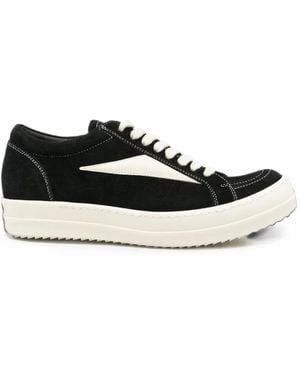 Rick Owens Contrast-Patchwork Sneakers - White