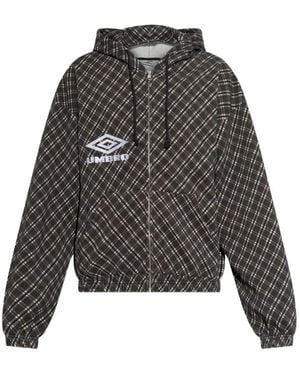 Umbro Plaid Zip-Up Hoodie - Grey
