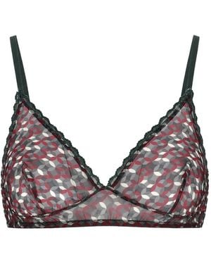 Laura Urbinati Soutien-Gorge À Imprimé Géométrique Et Finitions En Dentelle - Natural