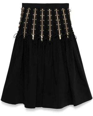 Undercover Zipped Lace-Up Midi Skirt - Black