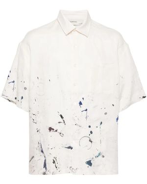 DOMREBEL Monday Splatter-Print Linen Shirt - White