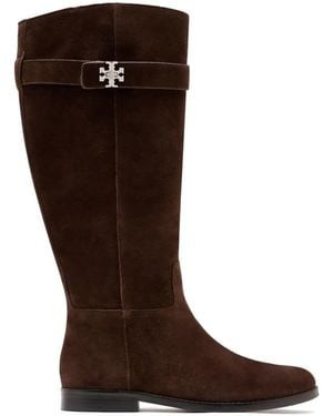 Tory Burch T-Lock Suede Knee-High Boots - Brown