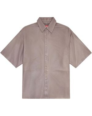 DIESEL S-Emin-Lth Leather Shirt - Grey