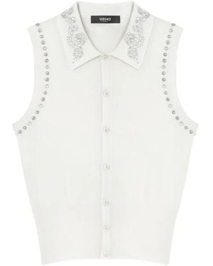 Versace Embellished Vest - White