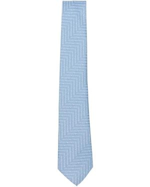 Emporio Armani Logo-Pattern Tie - Blue