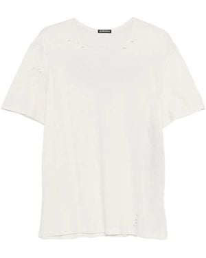 Ann Demeulemeester Distressed Ribbon T-Shirt - White