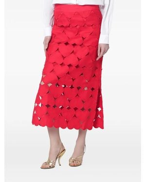 FARM Rio Hearts Midi Skirt - Red
