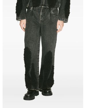 Song For The Mute Frayed-Hem Shearling-Panel Jeans - Black