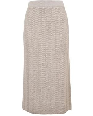 Herno Herringbone Midi Skirt - White