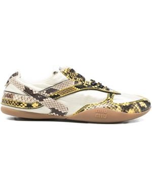 Miu Miu Sneakers Mit Schlangenleder-Print - Natur