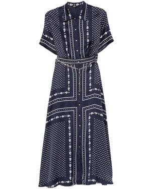 Maje Vestido midi con motivo de bandana - Azul