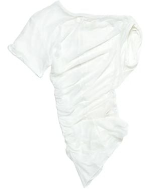 MATIERES FECALES Warp Ruched T-Shirt - White