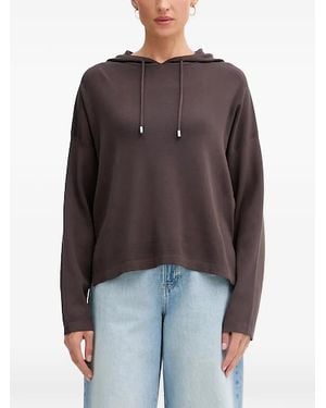 Benetton Drawstring Side-Slit Hoodie - Brown