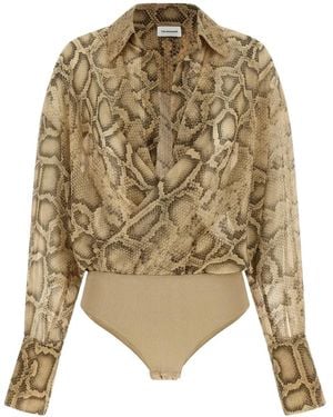 ANDAMANE Paloma Python-Print Bodysuit - Natural