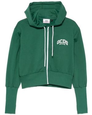 Gcds Zip-Up Logo-Print Hoodie - Green