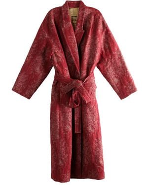 Uma Wang Cappotto Cicero Doppiopetto Con Cintura - Rosso