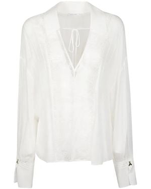Patrizia Pepe Lace Long-Sleeves Blouse - White