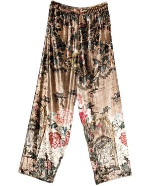 Yavi Pantalones Con Estampado Floral - Blanco