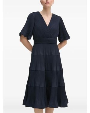 Joseph Ribkoff Tiered Pleated Midi Dress - Blue