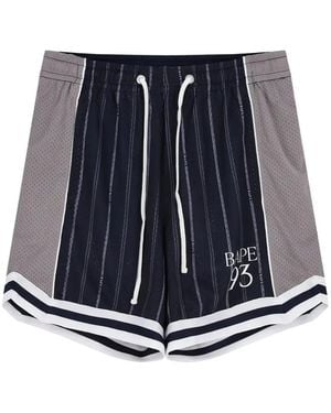 A Bathing Ape Drawstring Logo-Print Shorts - Blue