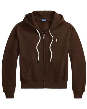 Polo Ralph Lauren Logo-Embroidered Zip-Up Hoodie - Brown