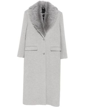 Patrizia Pepe Faux Fur Single-Breasted Coat - Gray