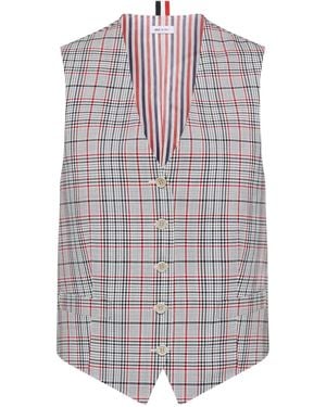 Thom Browne Plaid Waistcoat - Gray