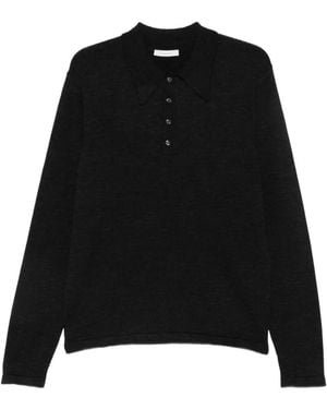 Lemaire Long-Sleeve Polo Shirt - Black