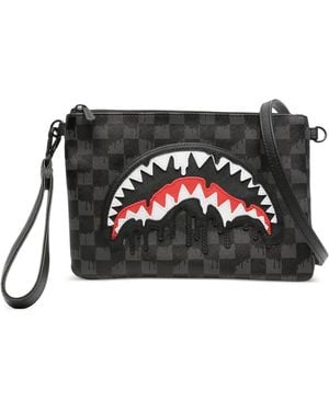 Sprayground Dripping Sharks In Psris チェック メッセンジャーバッグ - ブラック
