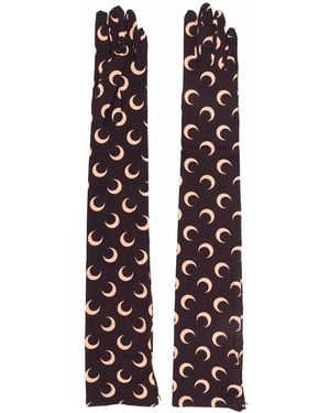 Marine Serre Second Skin Crescent Moon-Print Gloves - White