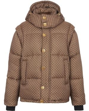 Balmain Pb-Monogram Down Puffer Jacket - Brown