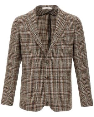 Tagliatore Single-Breasted Houndstooth Blazer - Brown