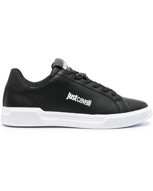 Just Cavalli Logo-Print Leather Trainers - Black