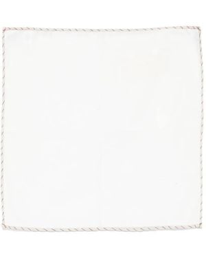 Eleventy Contrast-Stitch Pocket Square - White